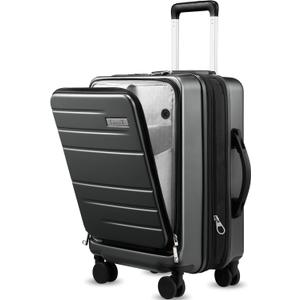 LUGGEX Carry On Luggage 22x14x9 Airline Approved, Expandable Polycarbonate Suitcase with Front Pocket (Charcoal Metallic, 20 Inch, 35L)