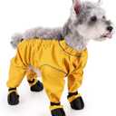 Dog Suspender Boots, Anti-Slip & Waterproof Dog Shoes with Full Leg Coverage, Adjustable Dog Boots for Small Medium Dogs, the Dog Rain Boots for Outdoor Rainy & Muddy Yellow S
