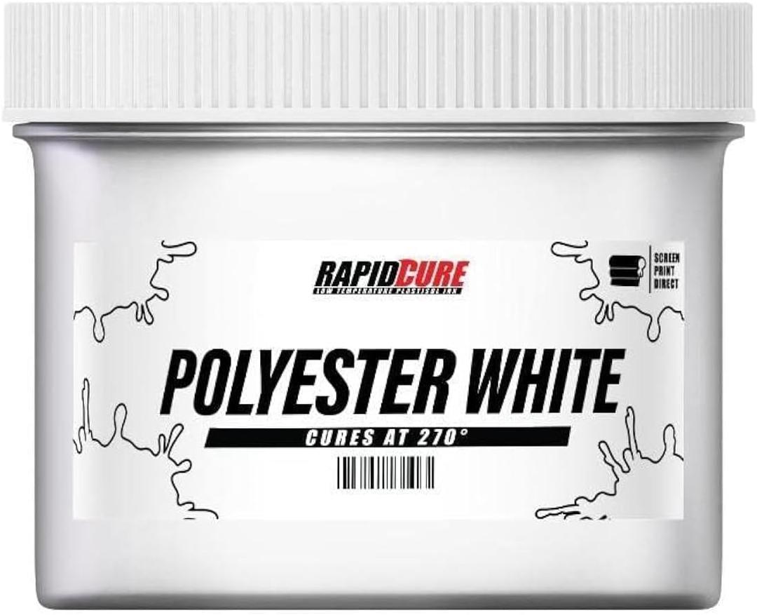 Rapid Cure Screen Printing Ink Polyester White (8oz.) - Plastisol Ink for Screen Printing, Fast Curing Fabric Paint - Screen Print Direct, USA Made