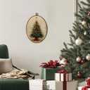Lengues Christmas Tree Winter Oval Wall Art Decor, Christmas Gifts Oval Wall Decor, Vintage Winter Canvas Framed Art Prints, Holiday Xmas Tree Red Bow Star Hanging Frame for Home Room 8.5x11.5 Inch (color-3)