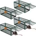 Qualirey 4 Pcs Humane Rat Trap Chipmunk Rodent Mouse Squirrel Trap 9.1 x 4.5 x 4.5 Inches Live Animal Mouse Voles Hamsters Live Cage Rat Cage for Mice Easy to Catch and Release (Green)