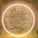 Mis Quince Neon Sign Happy 15th Birthday Neon Signs for Wall Sweet 15 LED Neon Light with Dimmable Switch Neon Lights Letter Neon Wall Sign for Bedroom Quinceanera Birthday Party Decor Girl Gift