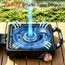 2 Burner 24000 BTU Propane Camping Stove, Foldable Camp Stove with 2-in-1 Frying Pan & Pot, Adjustable Burner Dual Gas Stove,Camp Cooking Set with Windshield, Carry Bag for Tailgating, Picnic, Black