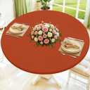 Moosfor Round Spandex Tablecloth, Elastic Fitted Waterproof Tablecloths for 31"-35" Tables, Stretch Washable Picnic Table Cover for Camping, Dining, Indoor and Outdoor, Rust