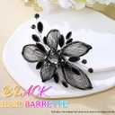 CASDRE Rhinestone Bridal Hair Barrette Black Leaf Bride Wedding Hair Clips Crystal Hair Accessories for Women and Girls