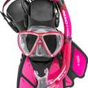 Cressi Adult Snorkel Set (Mask, Dry Snorkel, Adjustable Fins) - Light for Travel - Ocean Set: Designed in Italy (S/M | US Man 4.5/8.5 | US Lady 5/9.5 | EU 36/41, Translucent Pink)