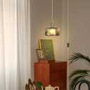Sedelan Plug-in Hanging Light, Glass Hanging Lights with Plug-in Cord, Dimmable Pendant Lights Kitchen Island, Vintage Pendant Light Fixtures for Living Room, Bedroom Hallway