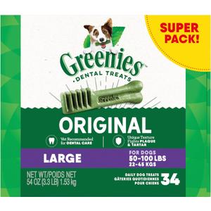 Greenies Original Large Dental Dog Treats, 54 oz. Pack (34 Treats), BB 20 Aug 2026