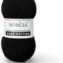 Baby Cotton, 55% Cotton 45% Acrylic Yarn, Fine/Sport (2) for Crochet and Knitting, Soft Amigurumi Yarn, 100 gr (361 yds) (Black)