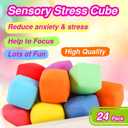 24 Pack Slow Rising Stress Cube , Dough Stress Balls Soft Fidget Squishy Toys for Anxiety Relief, Pull Stretch Classroom Prize Party Favors Toys for Kids, Small