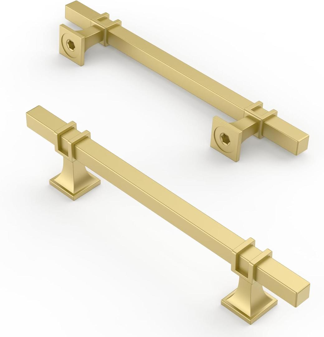 Asidrama 10 Pack 5 Inch(128mm) Brushed Gold Kitchen Cabinet Handles, Cabinet Pulls Kitchen Cabinet Hardware for Cupboard Drawer Pulls (5" Hole Center)