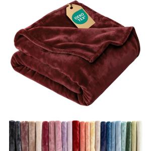 Ultra Soft Fleece Blanket Throw Size - Flannel Fleece Luxury Throw Blanket - Lightweight for Couch Bed Chair - Thick, Warm & Breathable - All Season Cozy Fuzzy Anti-Static Microplush Bedding, Burgundy