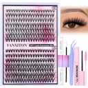 DIY Lash Extension Kit Natural Lash Clusters 30D+40D Mix 9-16 mm D lndividual Lashes Lash Remover 280 pcs Wispy Eyelash Extension Kit with Lash Bond and Seal and Lash Tweezers by FANXITON