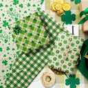 NinkyNonk 12 Sheets Retro Shamrock Gifts Wrapping Paper, 20 x 27in Watercolor Clover Plaids Coins Patterns Gift Wrap Paper for St. Patrick's Day Irish Party Supplies