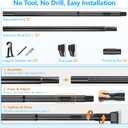 FADOTY Tension Curtain Rods No Drilling, Extra Long Tension Rod 41-139 Inch, Heavy Duty Shower Curtain Rod for Outdoor Patio Bathroom Windows Room Divider, Adjustable, Anti-Slip, No Rust, Black