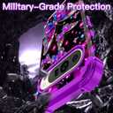 LONTECT for Google Pixel 9/9 Pro Case, Floral Shockproof Rugged Heavy Duty 3 in 1 Hybrid Sturdy High Impact Protective Cover,Glow in The Dark Amaranth