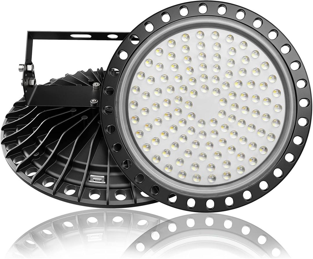 Viugreum 500W UFO LED High Bay Light, 50000LM 6000K-6500K Daylight White Ultra Thin LED Warehouse Lighting, IP65 Waterproof Commercial Bay Lighting for Garage Barn Workshop Residential