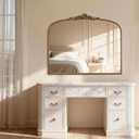 Vintage Gold Ornate Baroque Mirror - 36"X30" Arched Antique Brass Mirror with Full Metal Frame - Ideal for Entryway, Fireplace, Living Room, Hallway or Wall Decor (Upgrade Tempered Glass)