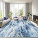 AMADA HOMEFURNISHING 8x10 Area Rug for Living Room, Modern Abstract Rug with Non-Slip Backing & Low Pile, Large Washable Rug with Abstract Pattern for Bedroom, Dinning Room, Home Office,Blue