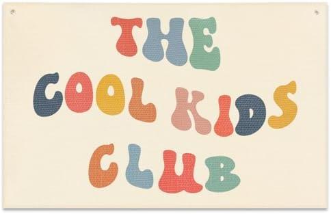 The Cool Kids Club Wall Banner Playroom Decor Toddler Tapestry Wall Hanging Boho Nursery Decor for Boys Bedroom Wall Canvas Flag Hanging Decor 22x33 Inch