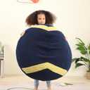 Football Bean Bag Chair for Kids, Cuddly Sherpa, 2.5 feet, Dark Blue