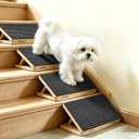 4-Pack Small Dog Ramp for Stairs, Adjustable Gentle Low-Angle Wooden Pet Stair Wedges, Non-Slip Carpet Surface, No Assembly Portable Sturdy Pet Steps for Small Dogs, Senior, Injured, Short-Legged