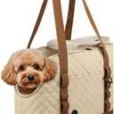 Dog Purse Carrier for Small Dogs, Soft Sided Pet Carrier with Pockets, Foldable Dog Carrier Purse for Puppy, Rabbit, Cat, Washable Breathable Pet Carrier, Dog Carrier Bag for Outdoor Shopping Travel (Beige)