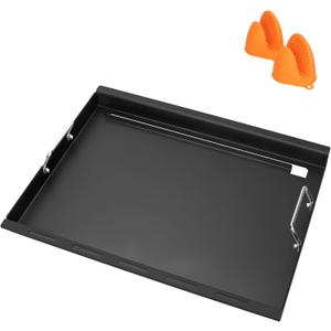 Full-Size Griddle Insert for Char-Griller 5050 3001 5650 3008 3030 3725, Flat Top Griddle with Handles for Chargriller Charcoal Grills, Cooking Griddles for Chargriller with 2 Pcs Fire Grate Hangers