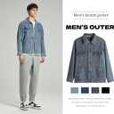 Denim Jacket Men Vintage Autumn and Winter Tops Mens Denim Trucker Jacket, XL