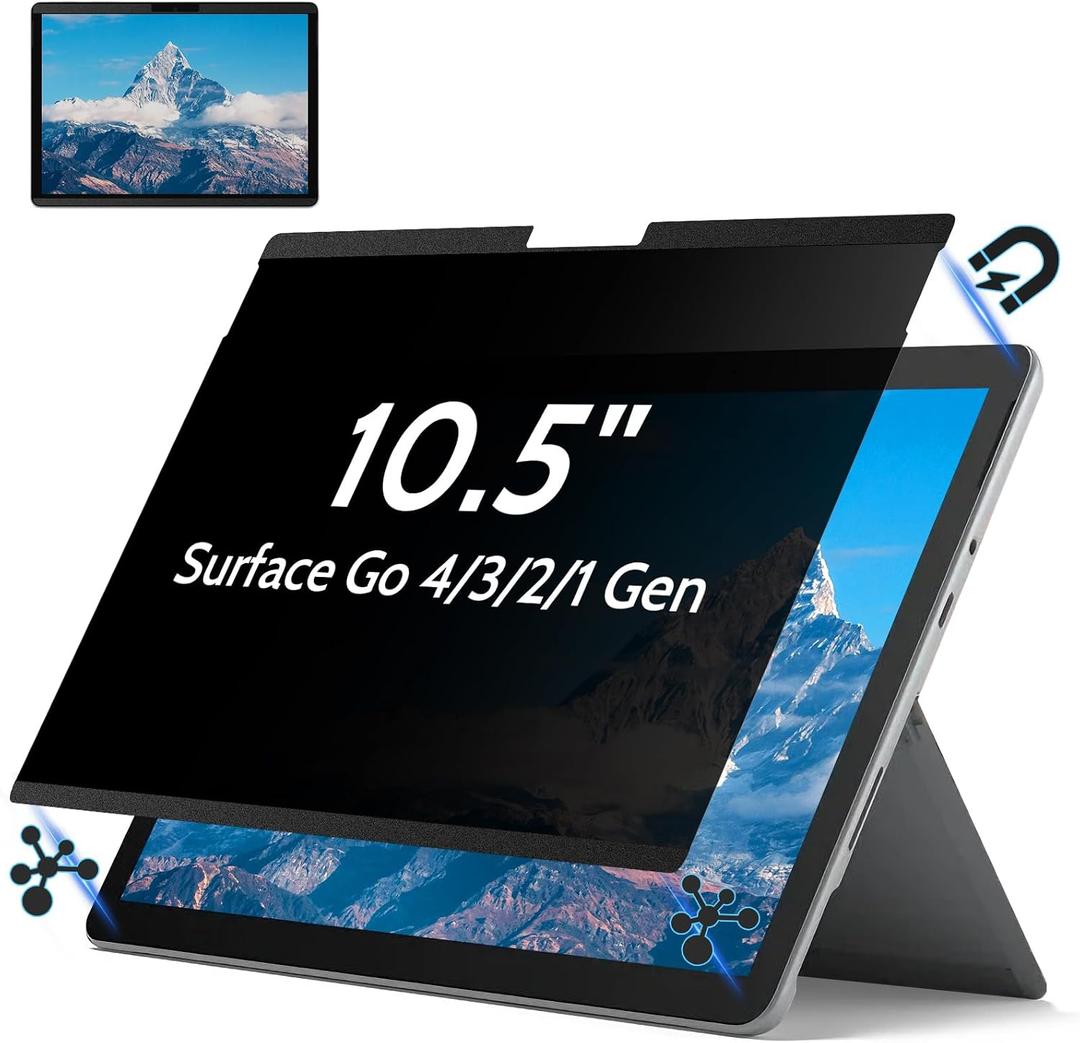 IPROKKO Magnetic Removable Privacy Screen Protector for Microsoft Surface Go 4/3/2/1 10.5 Inch (2018-2023), Matte Anti Glare Blue Light Scratch Spy Laptop Computer Monitor Screen Filter Compatible With Webcam & Pen