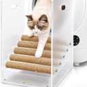 Cat Litter Box Ramp Stairs, 2-in-1 Adjustable Step & Ramp Modes for Senior Cats & Kittens, PP+Sisal Cat Ladder with Litter Catcher for Automatic Litter Box, Easy Clean, White