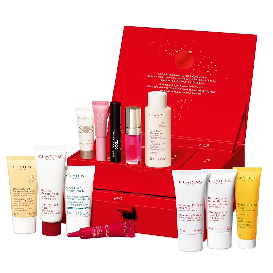 Clarins 12 Days of Beauty Favorites | 12-Piece Advent Calendar | Limited Edition | $212 Value