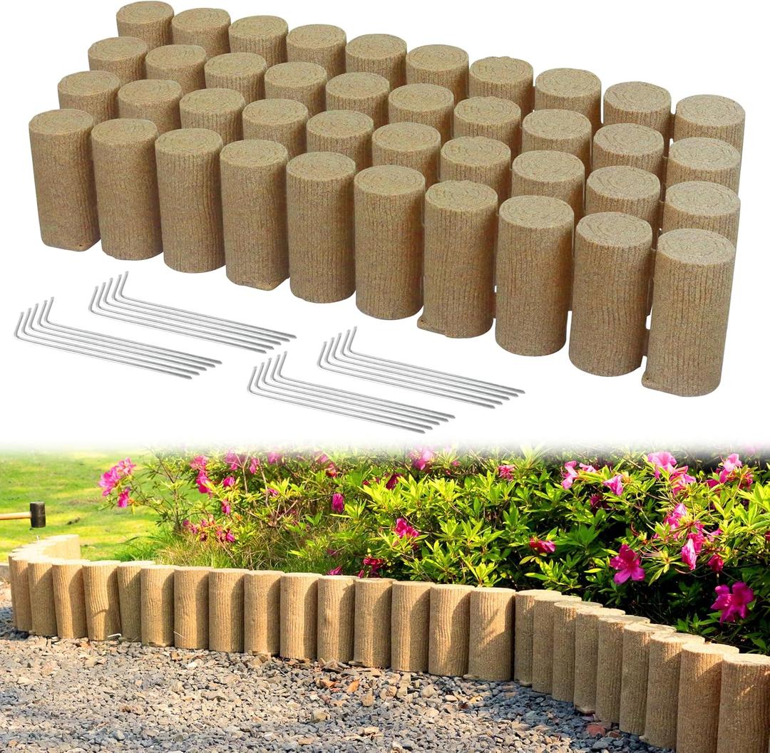 Gardzen Landscape Edging Kit, Flexible Garden Edging Border with Anchoring Spikes, Ideal for Flower Beds, Lawns, Gardens, and Pathways, Set of 4 (Each Piece: 41.75" L x 3.75" W x 7.5" H)