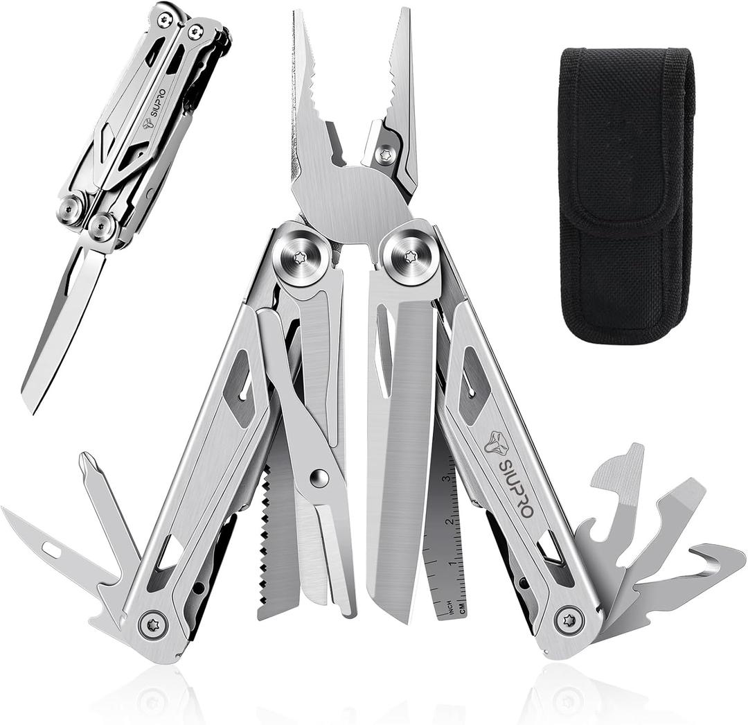 Multitool Pocket Knife for Men, Tactical Multi Tool With Scissors, Saw, Survival Folding Pliers with Replaceable Wire Cutters for Camping, Hunting, Mens Gifts Idea