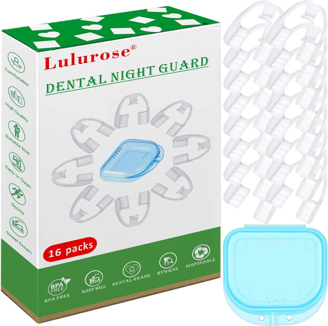 Mouth Guard for Grinding & Clenching Teeth with Portable Hygiene Case | Anti-Slip & Soft Hook Design BPA Free | Disposable & Ready to Use - No Need to Boil/Mold | One Size Fits All 16 Count