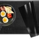 KitchenRaku Large Induction Cooktop Protector Mat, Translucent (Magnetic) Electric Stove Burner Covers Antiscratch as Glass Top Stove Cover or Electric Stove Top (Monochromatic Black, 52x78CM)