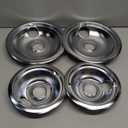 4-Piece Drip Pans Set - Compatible with GE Stoves - Chrome Finish Electric Stove Burner Drip Pans - 2 x 6inch, 2 x 8inch Stove Drip Pans - GE Stove Drip