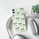 NITITOP Compatible with iPhone 11 Case Cute Bow Knot Ribbon Pattern for Girls Women Trendy Bowknot Slim Fit TPU Bumper Silicone Shockproof Full Camera Protection Cover - Green