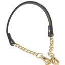 Luomorgo  Metal Chain Handles Strap, Black PU Leather Purse Strap Replacement, Long Handbags Chain Handles for Shoulder Bags, Clutch Purse DIY Crafts (Gold, 22.8" Length)