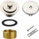 Tub Drain and Overflow Kit with Single Hole Overflow Faceplate, Welsan Universal Lift & Turn Bathtub Drain Kit with Fine/Coarse Thread Conversion Twist Trim Kit Assembly-Brushed Nickel