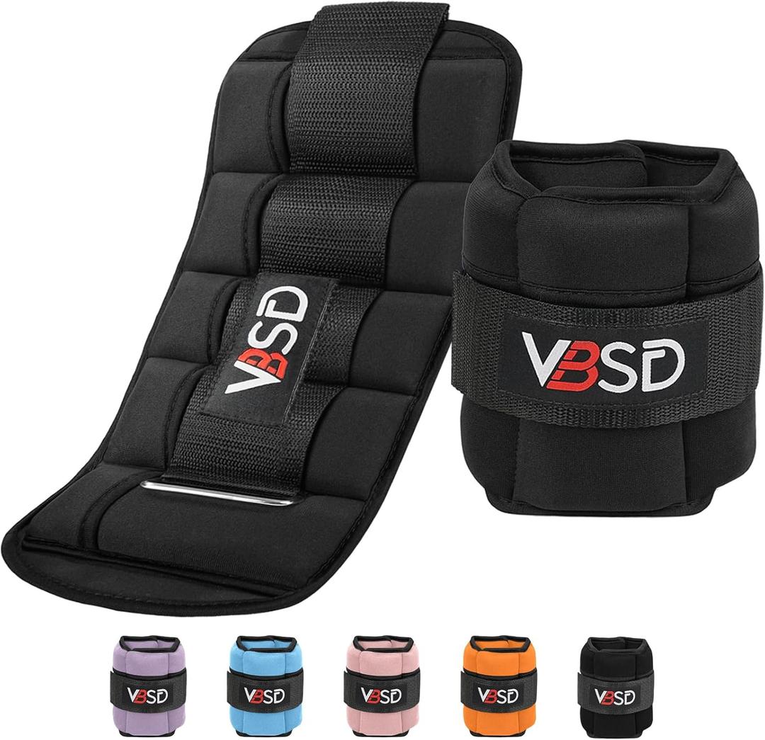 VBSD Adjustable Ankle Weights for Men Women, 10lb 1 Pair Leg Weight Straps, Weighted Ankle Weights Set for Gym, Yoga, Jogging, Walking, Aerobics, 1-5 lbs Each Ankle, 1 Pair 2-10 lbs