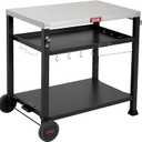 Feasto 3-Shelf Pizza Oven Table with 33.5" x 21.7" Stainless Tabletop, Outdoor Grill Cart with Tank Hook for Pizza Ovens & Griddles, Heavy-Duty Prep Station for Pizza, Patio BBQ and Deck Parties