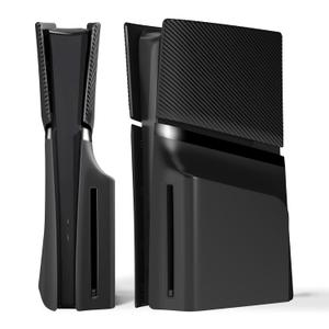 eXtremeRate eXcover Console Replacement Top Bottom Cover Compatible with ps5 Slim Disc Edition, Side Panel Faceplate Back Plate with Cooling Vent Shell Compatible with ps5 Slim Disc Console - Black