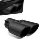 Car Exhaust Tips, Stainless Steel Dual Outlet Straight Style Muffler Exhaust, 2.5" Dual Tail Pipe Muffler Tip, Universal for Most Cars (Matte Black) (1 PC)