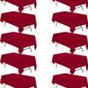 BRILLMAX 10 Pack Burgundy Tablecloths 60 x 102 Inch for 6ft Rectangle Tables - 150 GSM Polyester Fabric, 15" Standard Drop, Water, Stain & Wrinkle Resistant Cloth Cover for Wedding Dining Buffet