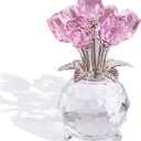 Crystal Rose Flower Collectible Figurine,Valentines Gifts for Girlfriend or Wife Bouquet Figurines Artificial Flowers Quartz Glitter Roses for Glass Flowers(Pink)