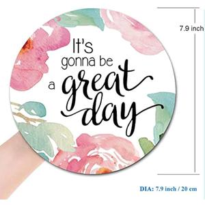 Armanza Washable Round Mousepads with Lycra Cloth, Non-Slip Rubber Base for Wireless Mouse - Inspirational Quote Floral Design, Great Day Quote