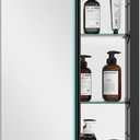 Bathroom Medicine Cabinet with Mirror, Aluminum Surface Mount or Recessed Medicine Cabinet Mirror 16x26 Inch, Black