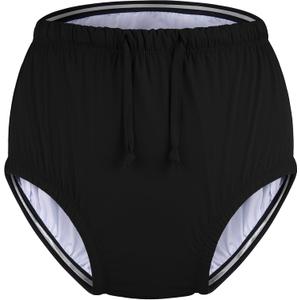 Special Needs Reusable Swim Diaper  Waterproof & Leakproof Incontinence Swimwear for Toddler, Youth & Adult, Unisex Cloth Diaper Cover (Black, S)