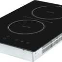 Electric Stove Induction Cooktop Vertical with Dual Burners Vitro Smooth Surface double induction cooktop 110v, 12 Inch, Black Ceramic Glass Portable
